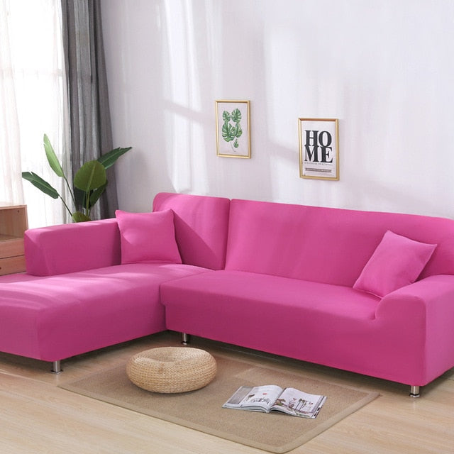 Funda de sofá lisa elástica - Sofia (comprar 2 fundas para Sofá Chaise Longue)
