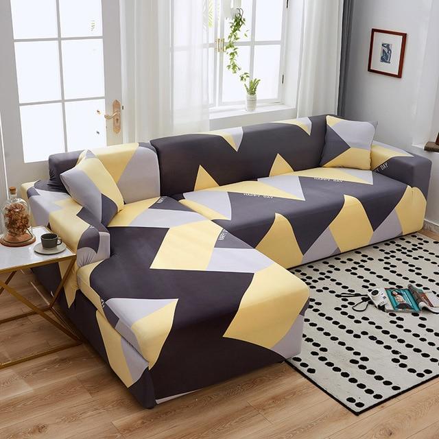 Housse de canapé d'angle Marina - 14 motifs différents Canapé Atelier de la housse Zigzag jaune et noir 3 places et 3 places 