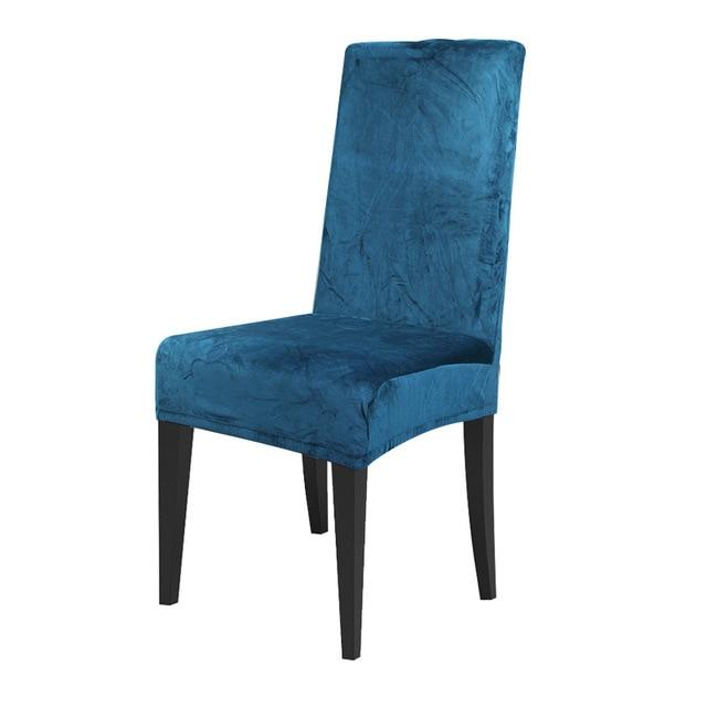 Housse de chaise velours Enzo - toucher velours - 14 couleurs différentes Chaises Atelier de la housse Bleu ciel Universelle 