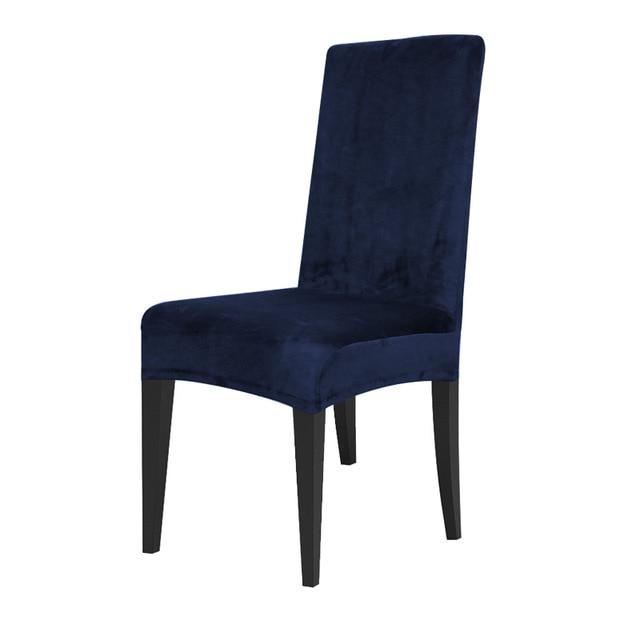 Housse de chaise velours Enzo - toucher velours - 14 couleurs différentes Chaises Atelier de la housse Bleu foncé Universelle 
