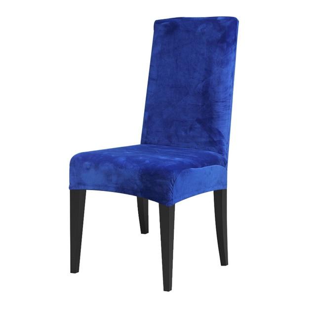 Housse de chaise velours Enzo - toucher velours - 14 couleurs différentes Chaises Atelier de la housse Bleu Universelle 