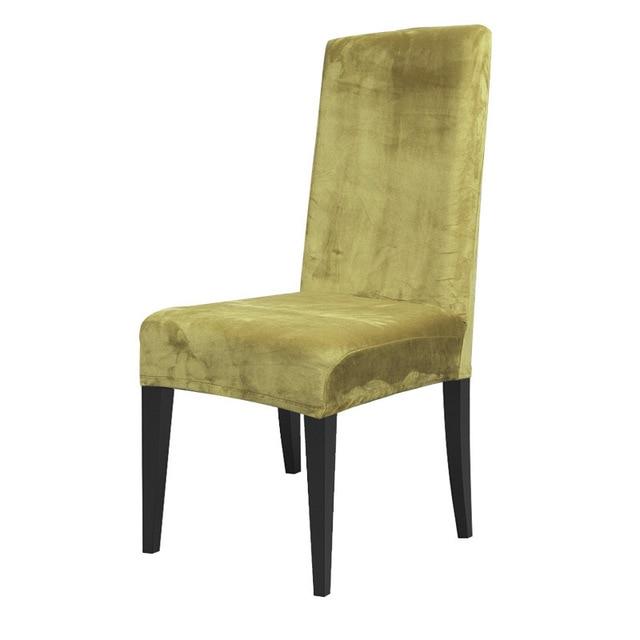 Housse de chaise velours Enzo - toucher velours - 14 couleurs différentes Chaises Atelier de la housse Jaune vert Universelle 