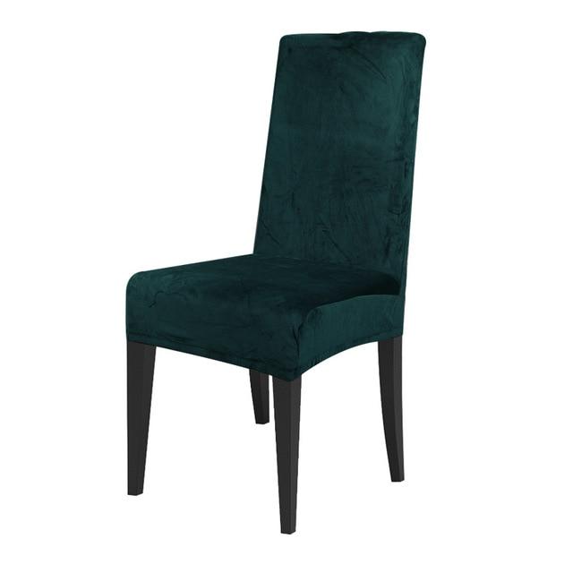 Housse de chaise velours Enzo - toucher velours - 14 couleurs différentes Chaises Atelier de la housse Vert noirâtre Universelle 
